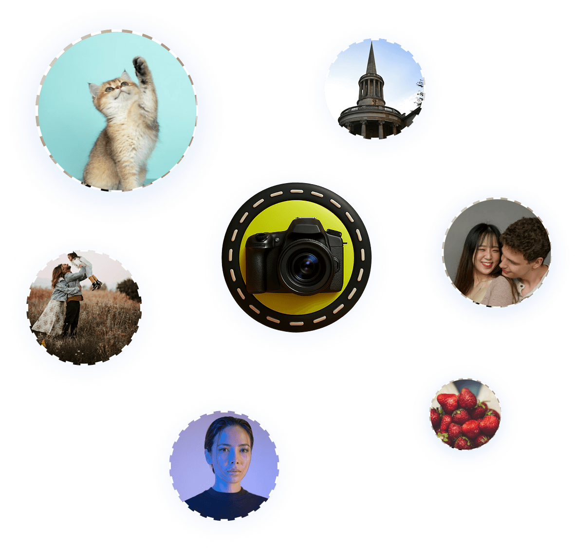 A collection of visual marketplace photography