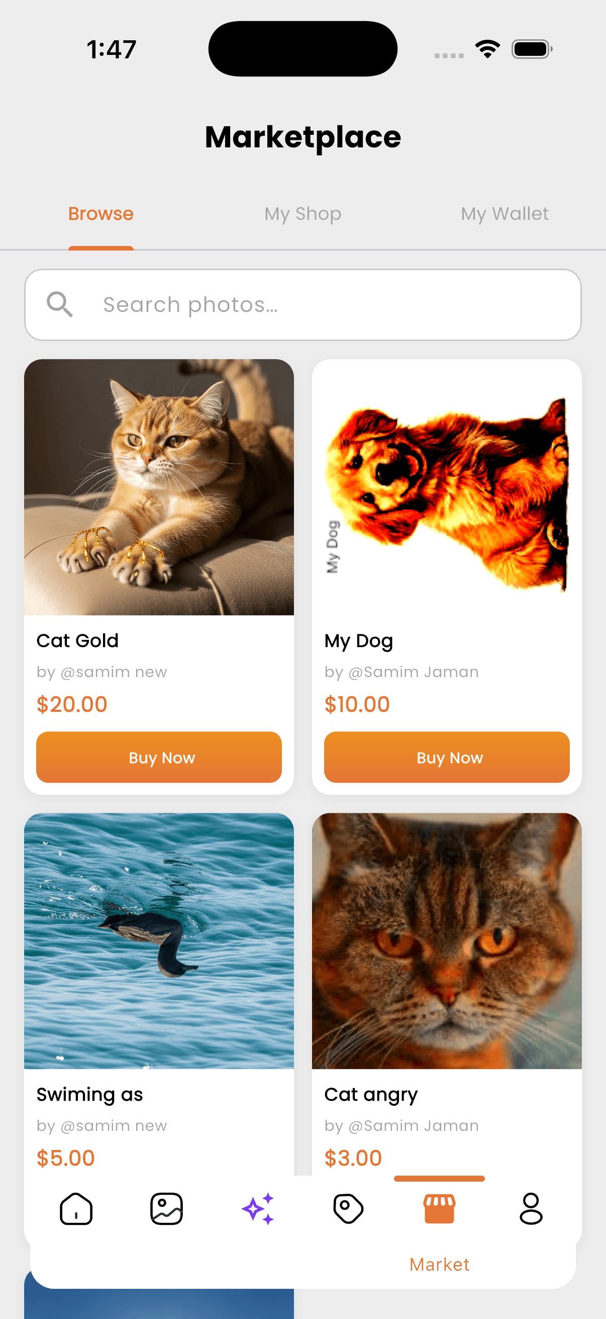 FotoTidy marketplace screen