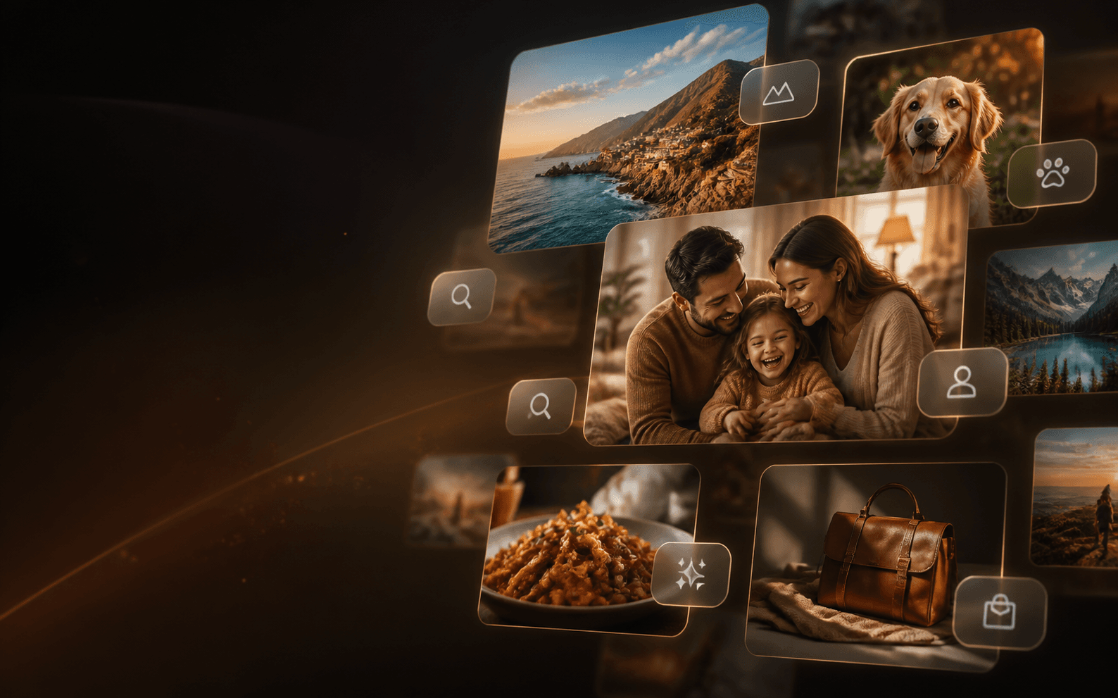 A beautifully organized collection of family, travel, pet and marketplace photos